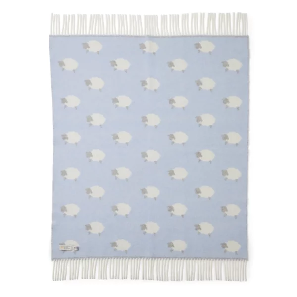 Baby Boy Blanket Sheep Blue Blanket Tweedmill Childrens Merino Throws - Image 2