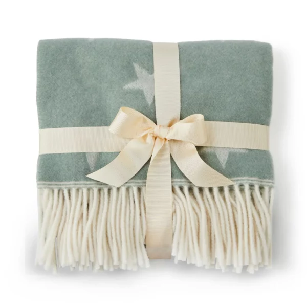 Girl Baby Blanket Star Green Blanket Tweedmill Childrens Merino Throws