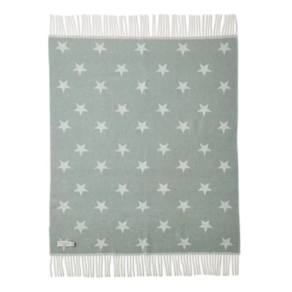 Girl Baby Blanket Star Green Blanket Tweedmill Childrens Merino Throws - Image 2