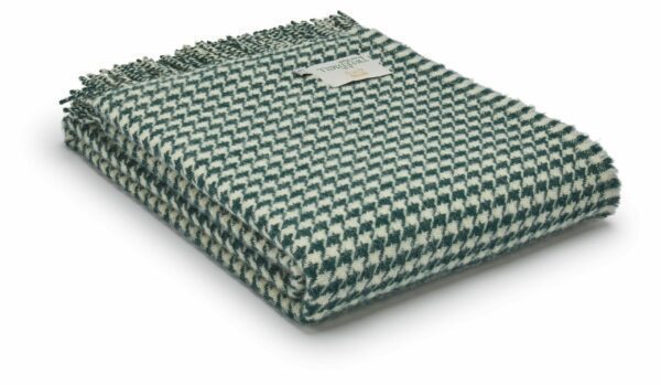 Houndstooth Wool Throw Blanket Tweedmill Wool Bed Throws - Image 5