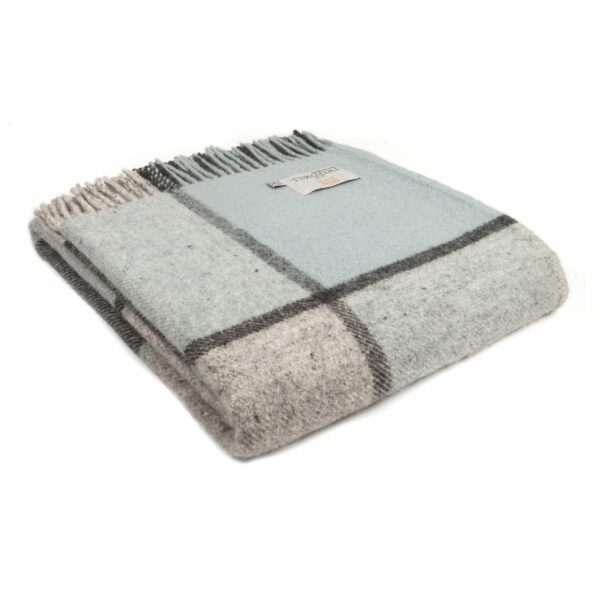 Block Check Throw Blanket Tweedmill Wool Bed Throws - Image 4