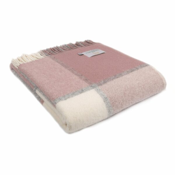 Block Check Throw Blanket Tweedmill Wool Bed Throws - Image 2