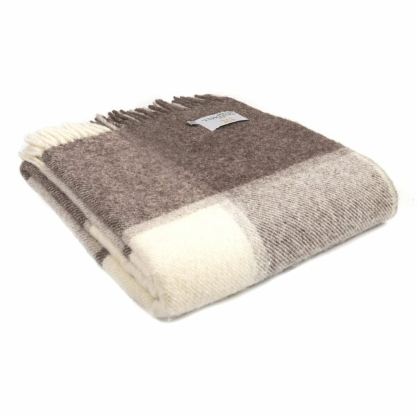 Block Check Throw Blanket Tweedmill Wool Bed Throws - Image 3