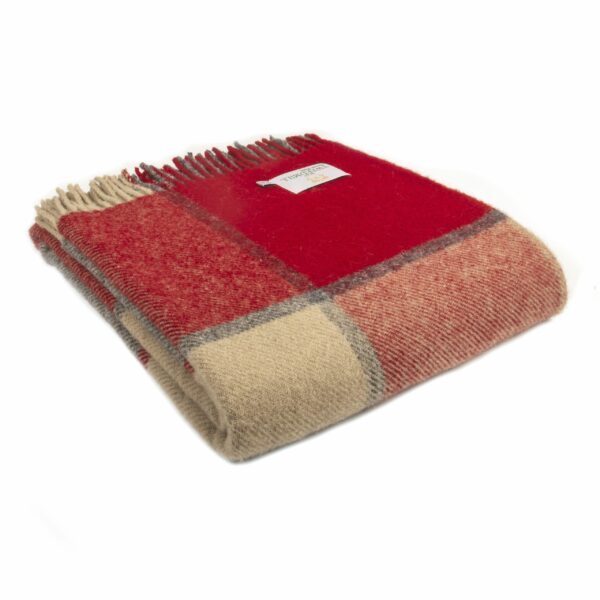 Block Check Throw Blanket Tweedmill Wool Bed Throws - Image 5