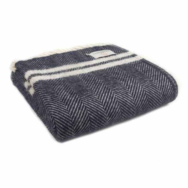 Fishbone Stripe Knee Blanket Tweedmill Wool Bed Throws - Image 3
