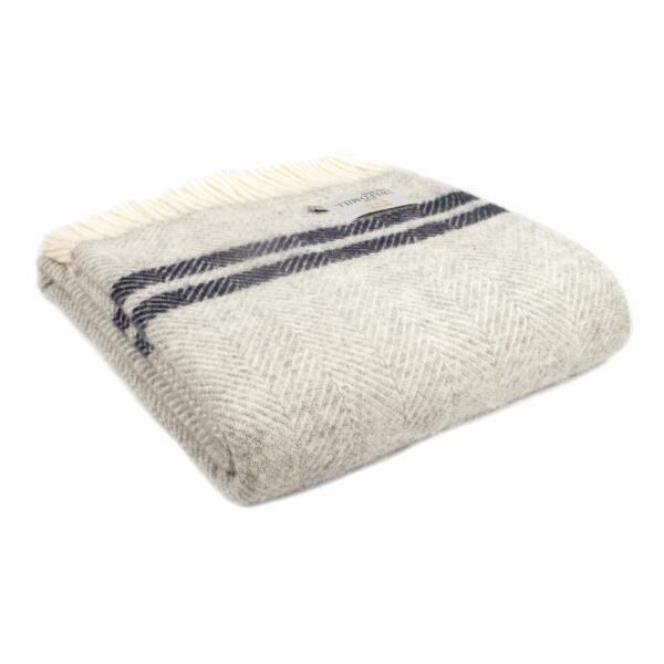 Fishbone Stripe Knee Blanket Tweedmill Wool Bed Throws - Image 2