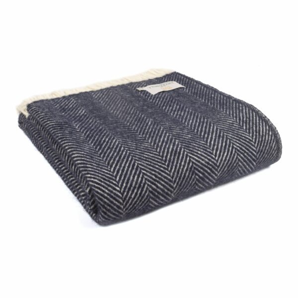 Fishbone Wool Throw Blanket Tweedmill Wool Bed Throws - Image 4