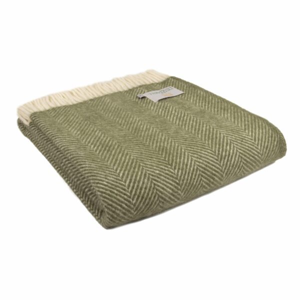 Fishbone Wool Throw Blanket Tweedmill Wool Bed Throws - Image 3