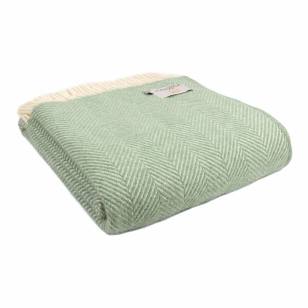 Fishbone Wool Throw Blanket Tweedmill Wool Bed Throws - Image 6