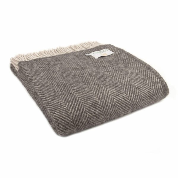Herringbone Wool Throw Blanket Tweedmill Wool Bed Throws - Image 5