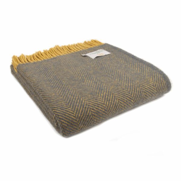 Herringbone Wool Throw Blanket Tweedmill Wool Bed Throws - Image 3