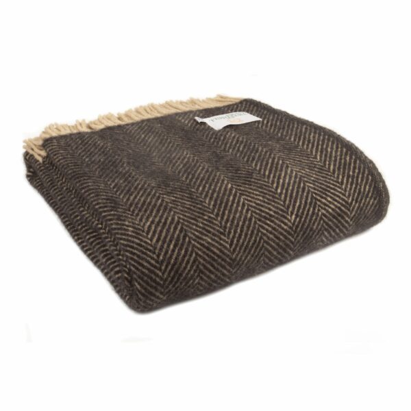 Herringbone Wool Throw Blanket Tweedmill Wool Bed Throws - Image 4