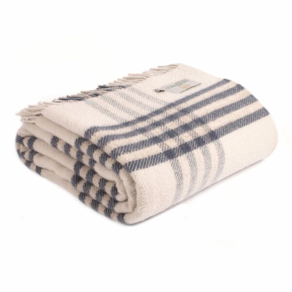 Hex Check Throw Blanket Tweedmill Wool Bed Throws - Image 2