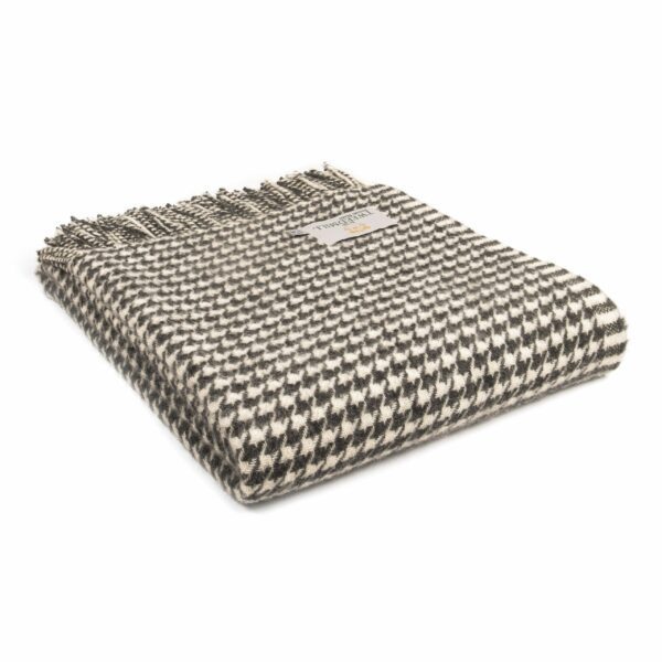 Houndstooth Wool Throw Blanket Tweedmill Wool Bed Throws - Image 2