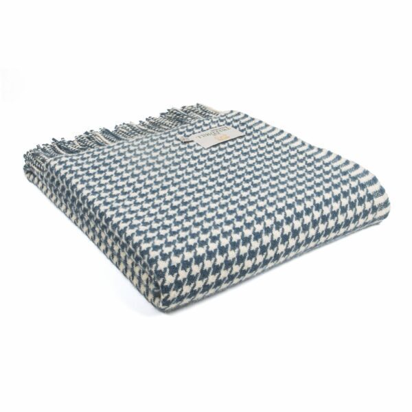Houndstooth Wool Throw Blanket Tweedmill Wool Bed Throws - Image 3