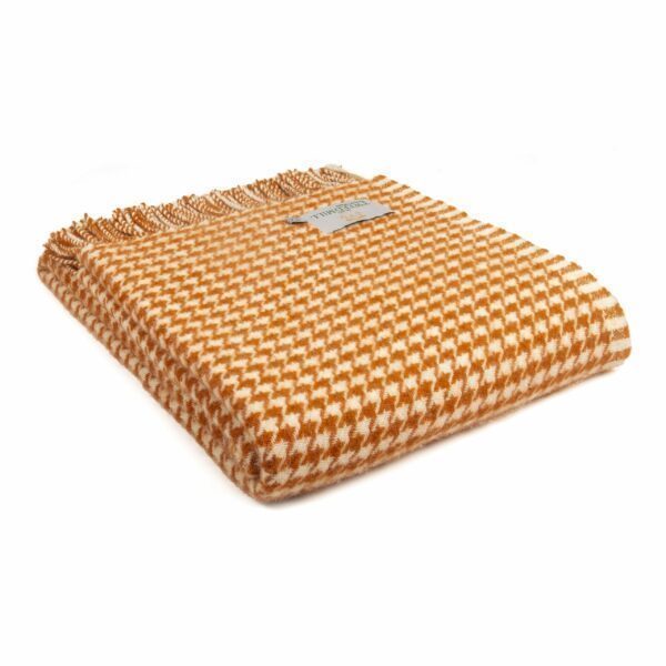 Houndstooth Wool Throw Blanket Tweedmill Wool Bed Throws - Image 4