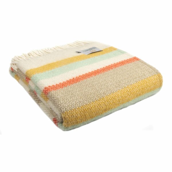 Illusion Stripe Throw Blanket Tweedmill Wool Bed Throws - Image 3