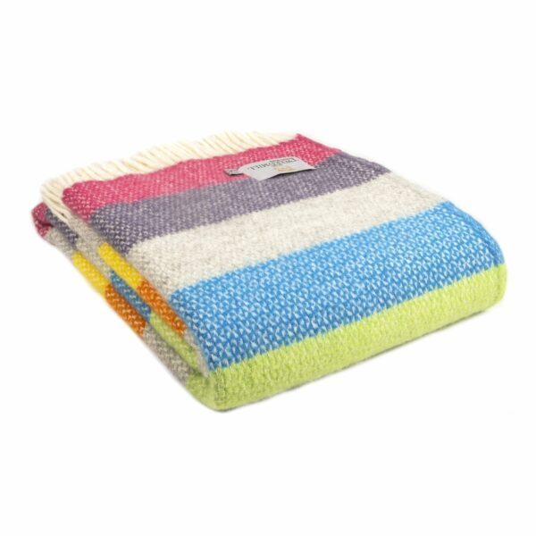 Illusion Stripe Throw Blanket Tweedmill Wool Bed Throws - Image 7