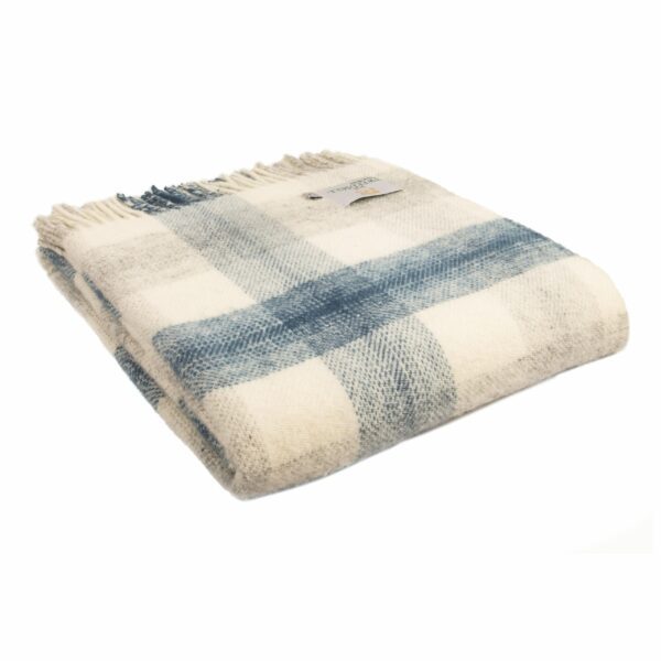 Meadow Check Throw Blanket Tweedmill Wool Bed Throws - Image 3