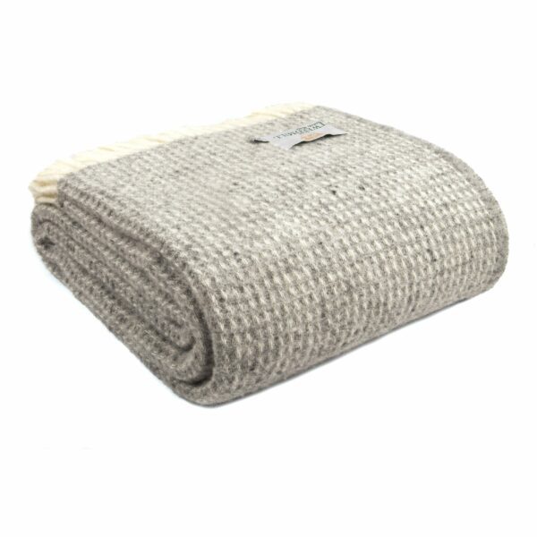 Waffle Wool Throw Blanket Tweedmill Wool Bed Throws - Image 4