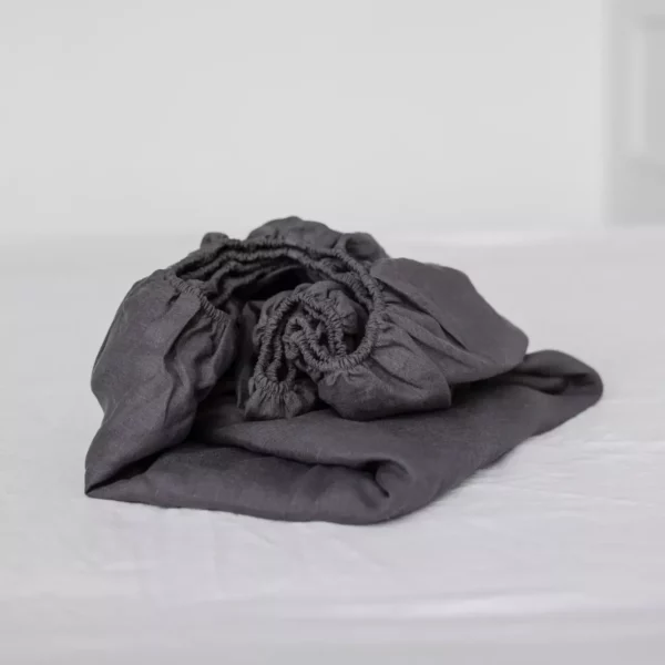 Black Bed Sheet Fitted Sheet Single Sheet Amour Linen Bedsheets - Image 2