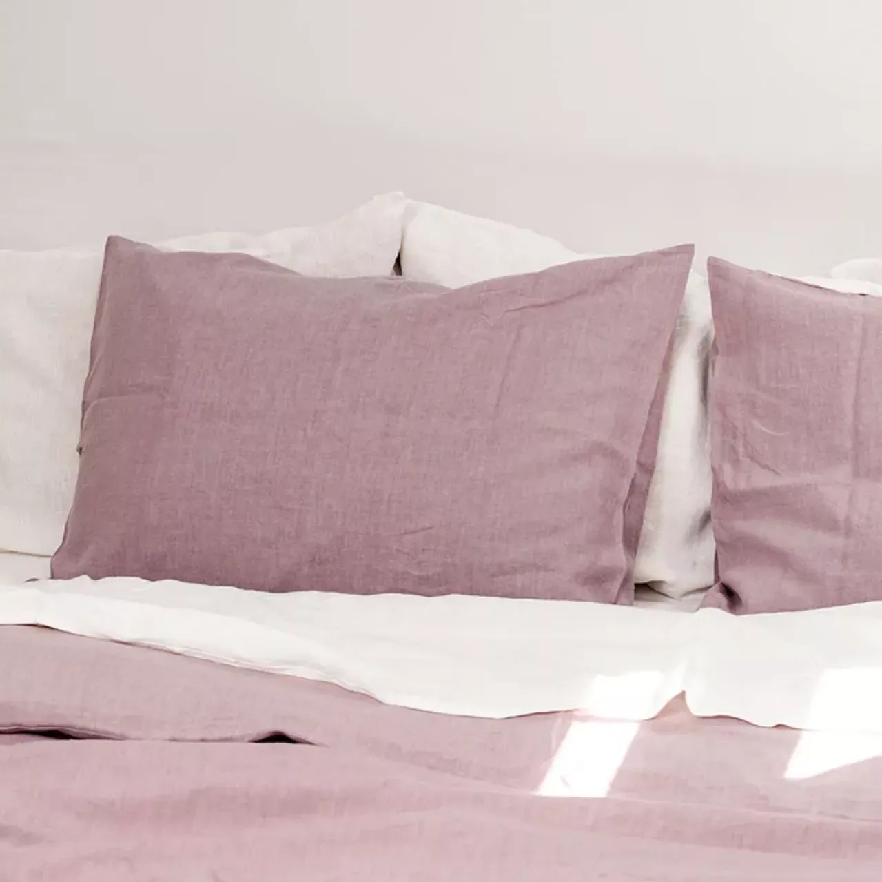 Pink Pillow Cover Square Pillow Cases Amour Linen Pillowcases White Motive