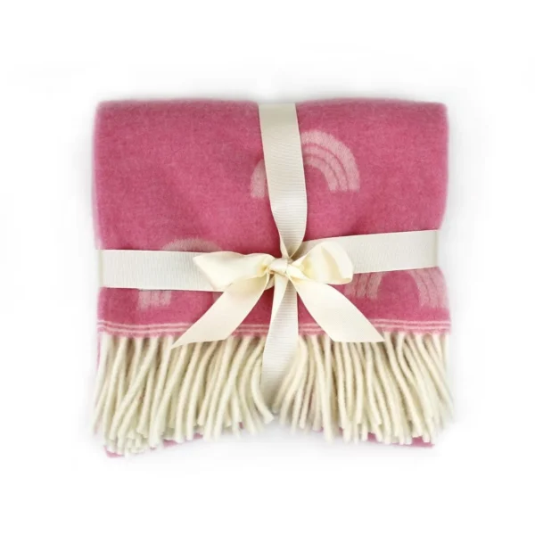 Baby Girl Blanket Rainbow Pink Blanket Tweedmill Childrens Merino Throws - Image 3